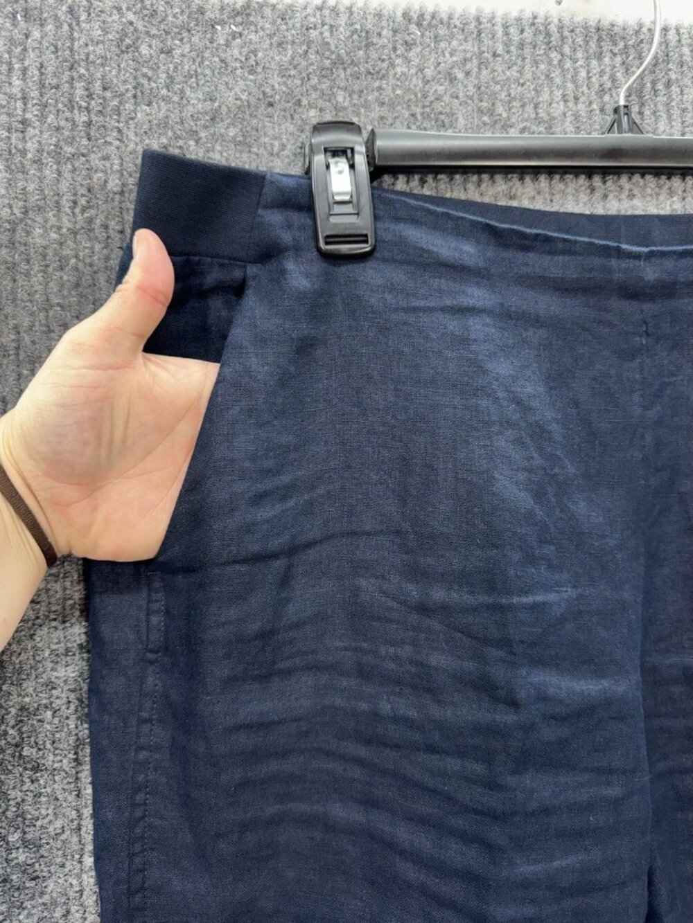 J. Jill Love Linen Crop Pants Womens Medium Blue Pull On High Rise Lightweight - Picture 2 of 10